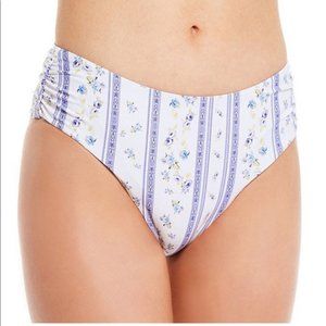 NWT Antonio Melani Abyss Floral Stripe Shirred Mid-Waist Swim Bottom